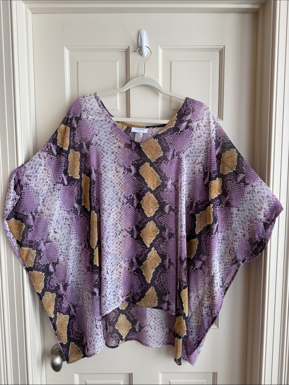 Adrienne Lavender and Tan Snake-Print Poncho Tunic